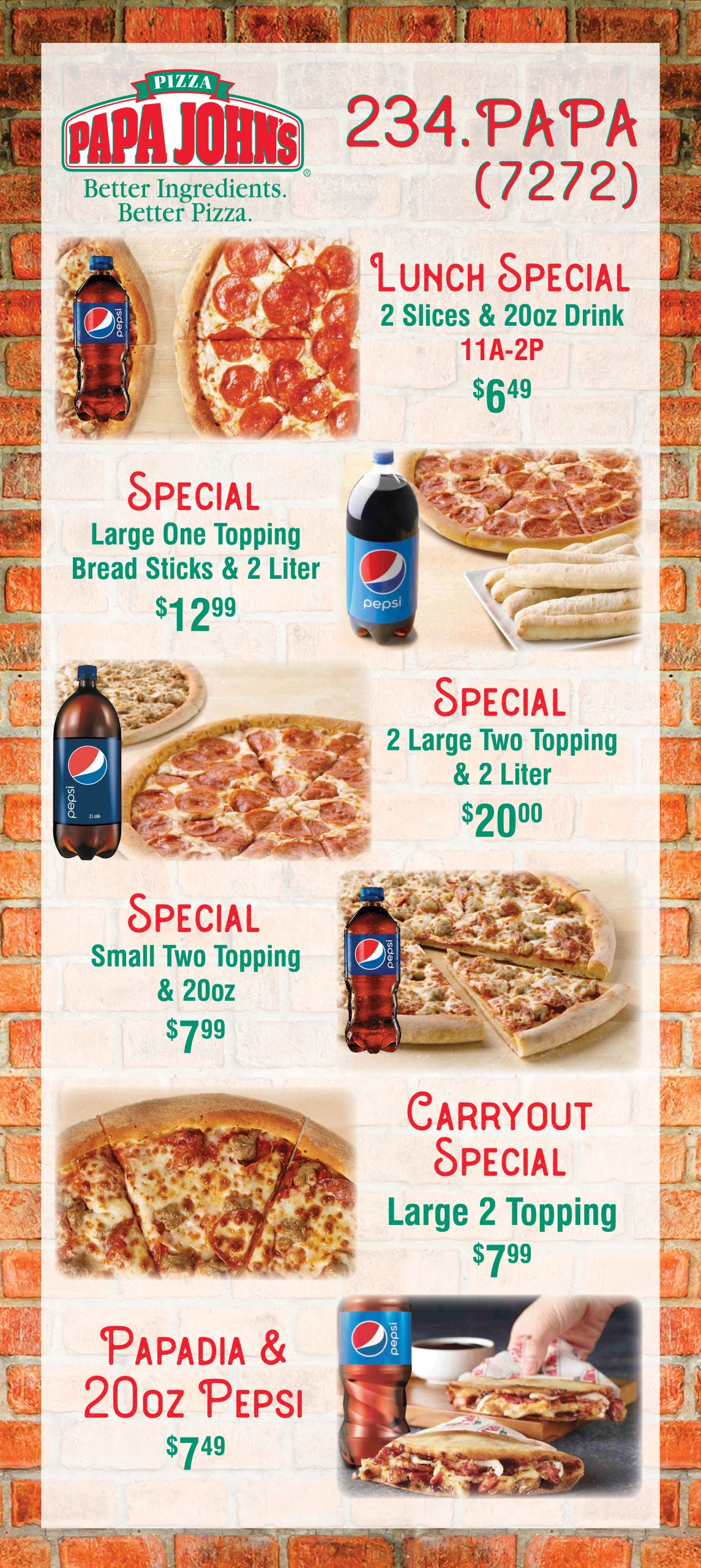 Papa John’s Monthly Specials Davy Crockett TA Travel Center